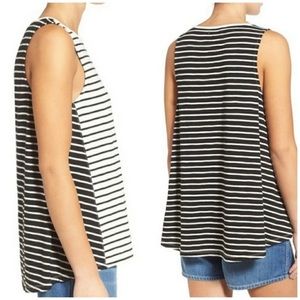 Madewell cotton forward seam black & white tank